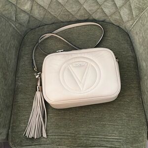 Beige/Cream V by Valentino crossbody bag with adjustable strap